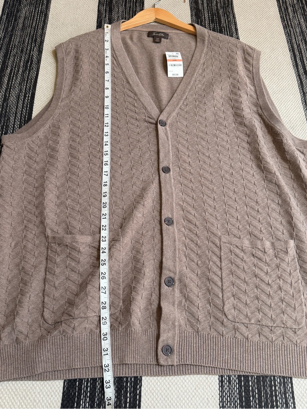 Tasso Elba Men's Light Brown Taupe Knitted Vest Size 3XL NWT - Picture 5 of 7
